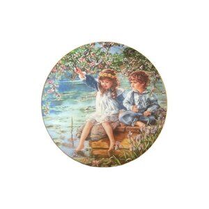 Patience Fishing Boy & Girl Collector Plate Vintage 1991 Number 31485